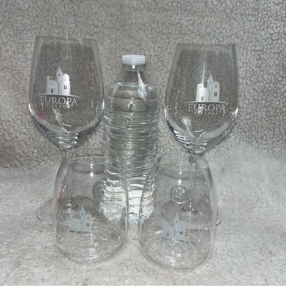 Europa Village 4 set wine glasses stemless thumb divot & tall - Picture 3 of 9